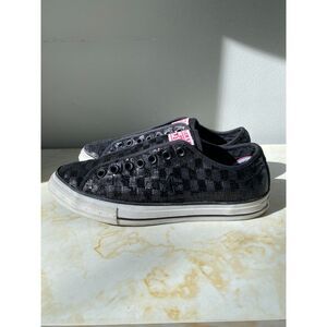 Converse One Star Sneakers Size 10 Sneakers Shoe Black Checkered Sequin Slip On